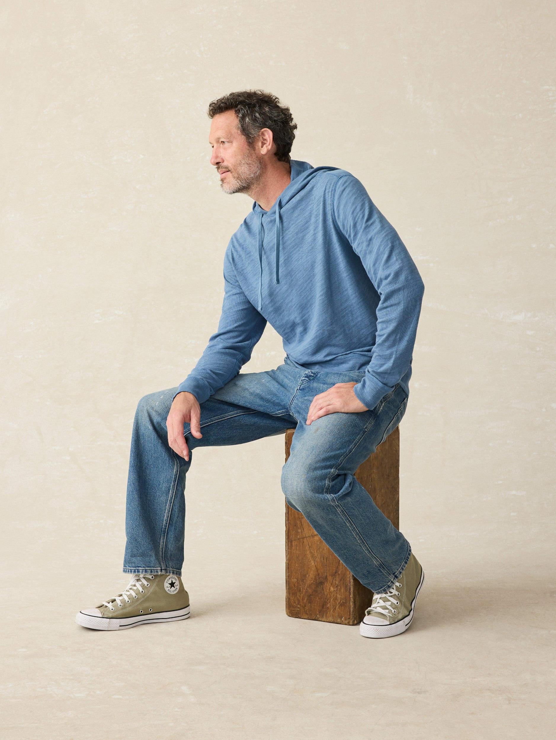 Sunwashed Midweight Organic Hoodie - Aqua Ocean Male Product Image