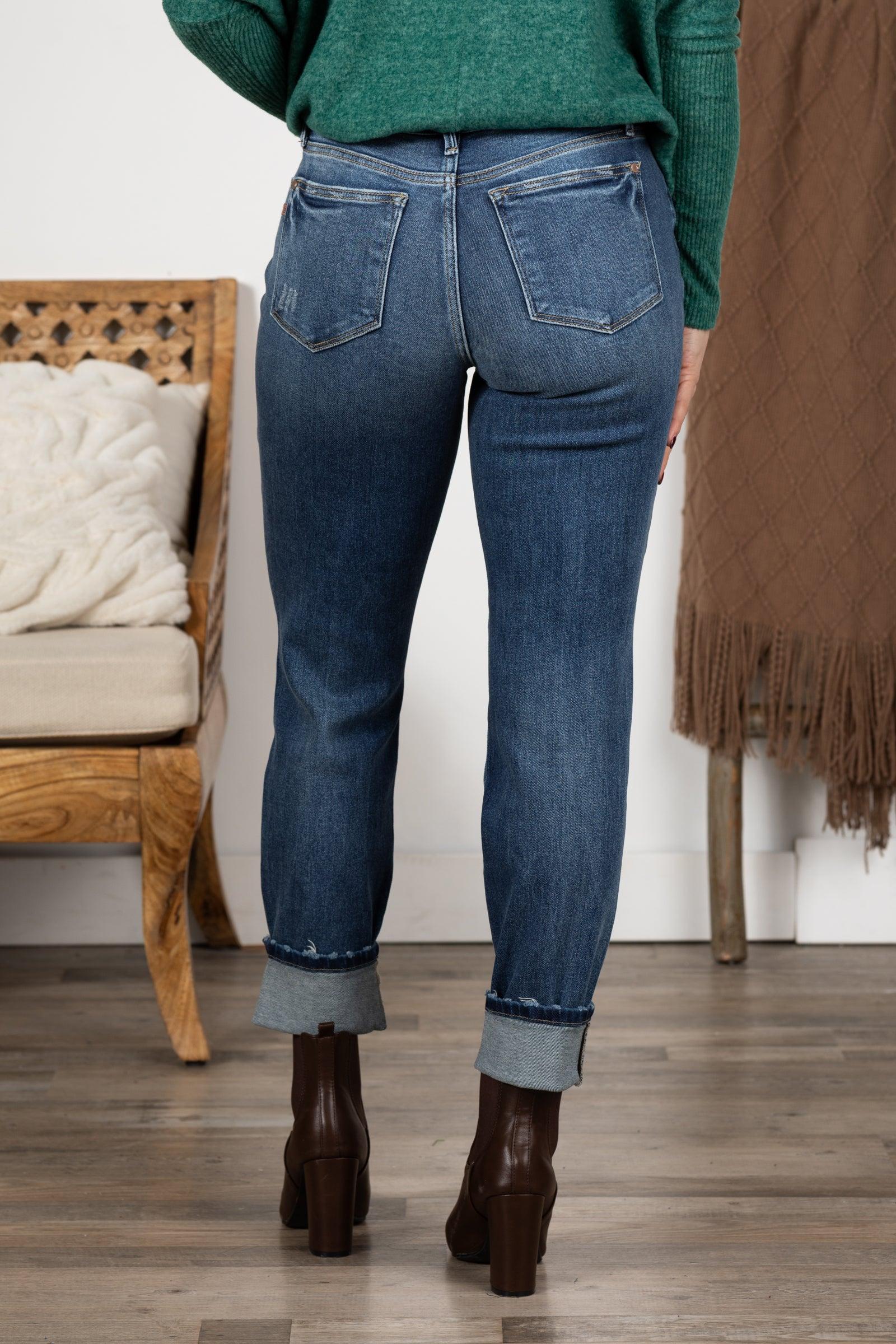 Judy Blue Vintage Wash Boyfriend Cuff Jeans Product Image