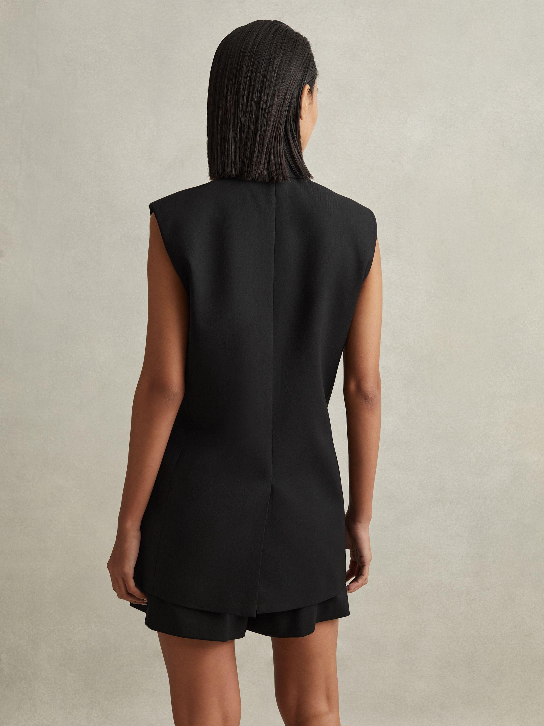 Wool Blend Double Breasted Waistcoat in Black Product Image