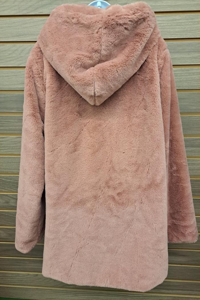 Pink Velour Jacket Hooks To Close Pockets Product Image