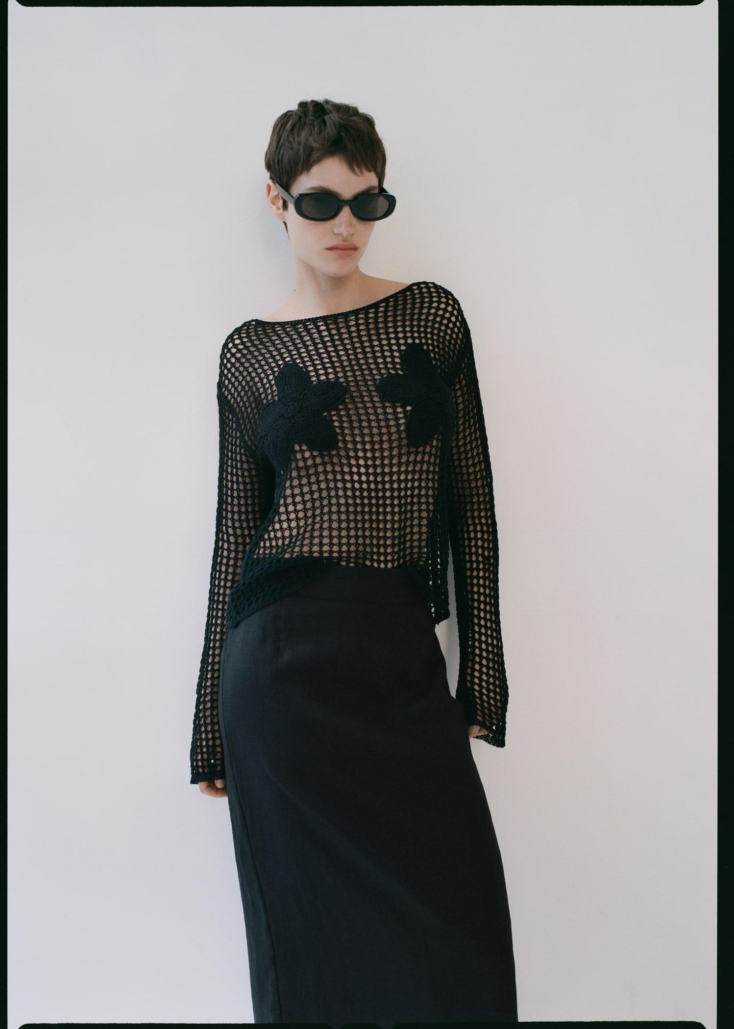 Knit embroidered sweater - Women | MANGO USA Product Image