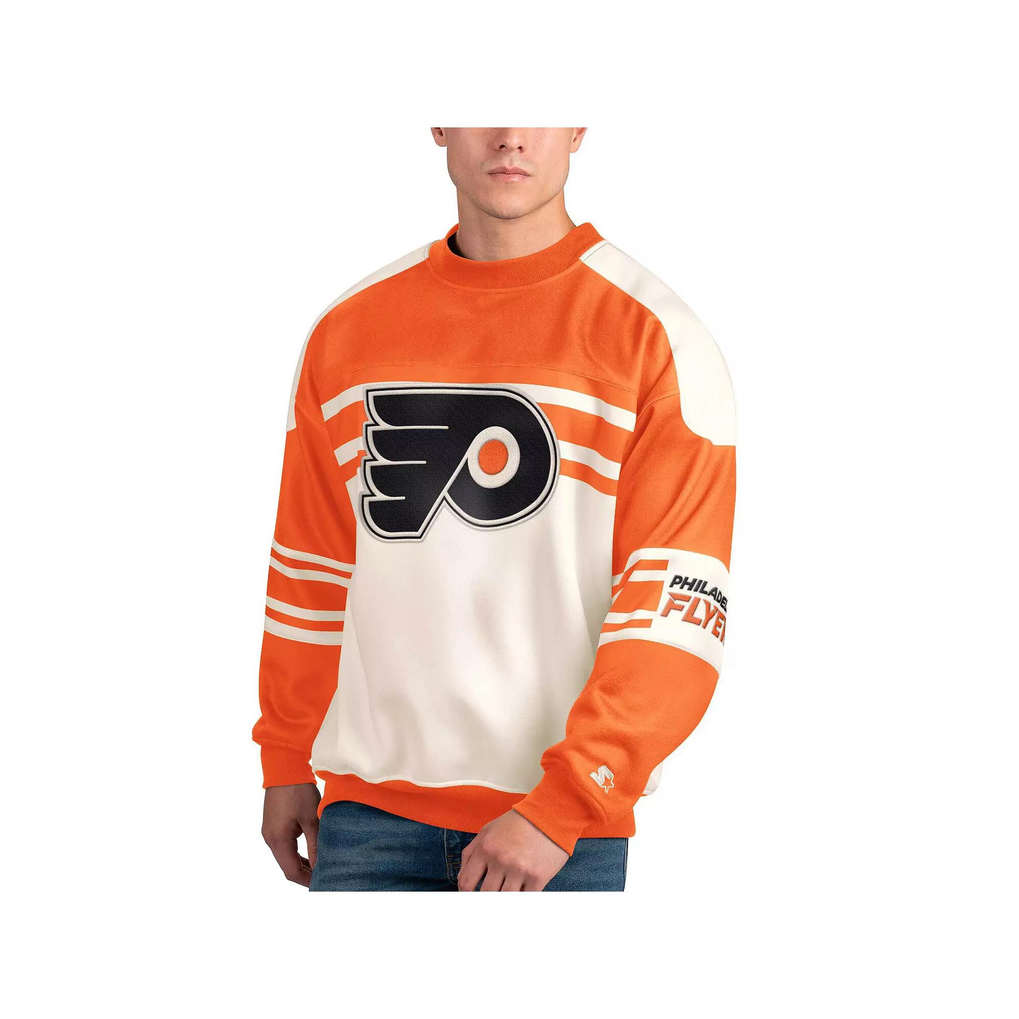Men's Starter White Philadelphia Flyers Defense Fleece Crewneck Pullover Sweatshirt, Size: XL, Fly White Product Image