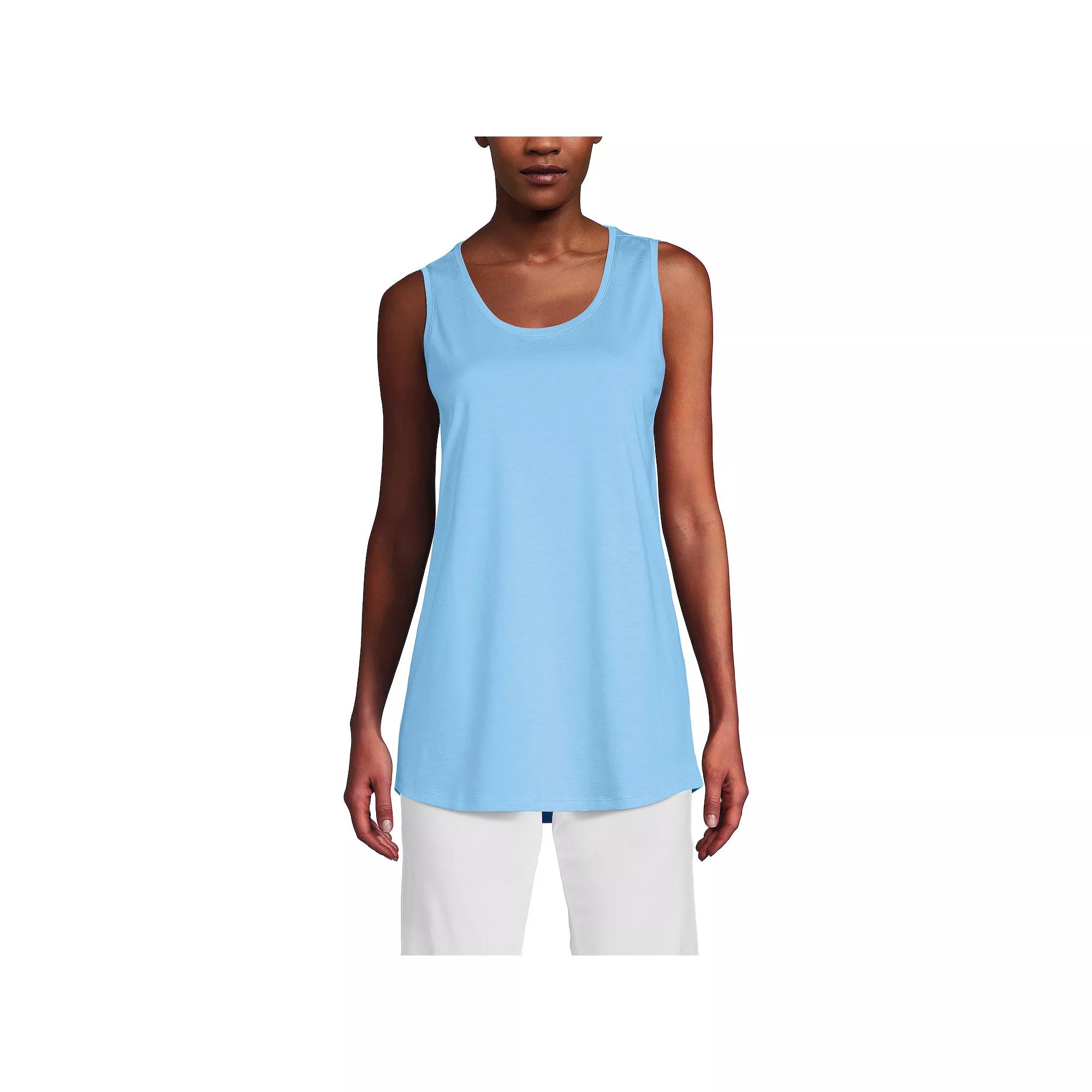 Petite Lands' End Supima Cotton Scoopneck Tunic Tank Top, Women's, Size: Large Petite, Bermuda Blue Product Image