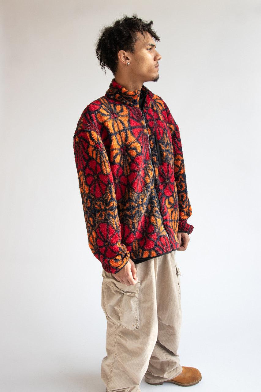 Floral Faux Sherpa Zip Up Jacket Product Image