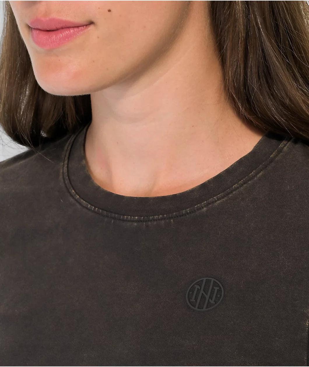 Ninth Hall Fundamentals Estie Black Wash Crop Long Sleeve T-Shirt Product Image