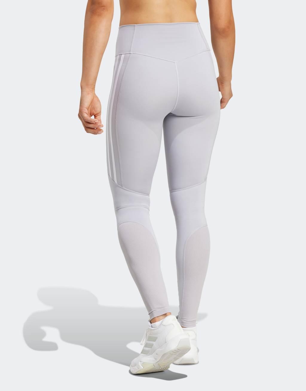adidas Performance Mat Mix sports leggings in gray Product Image
