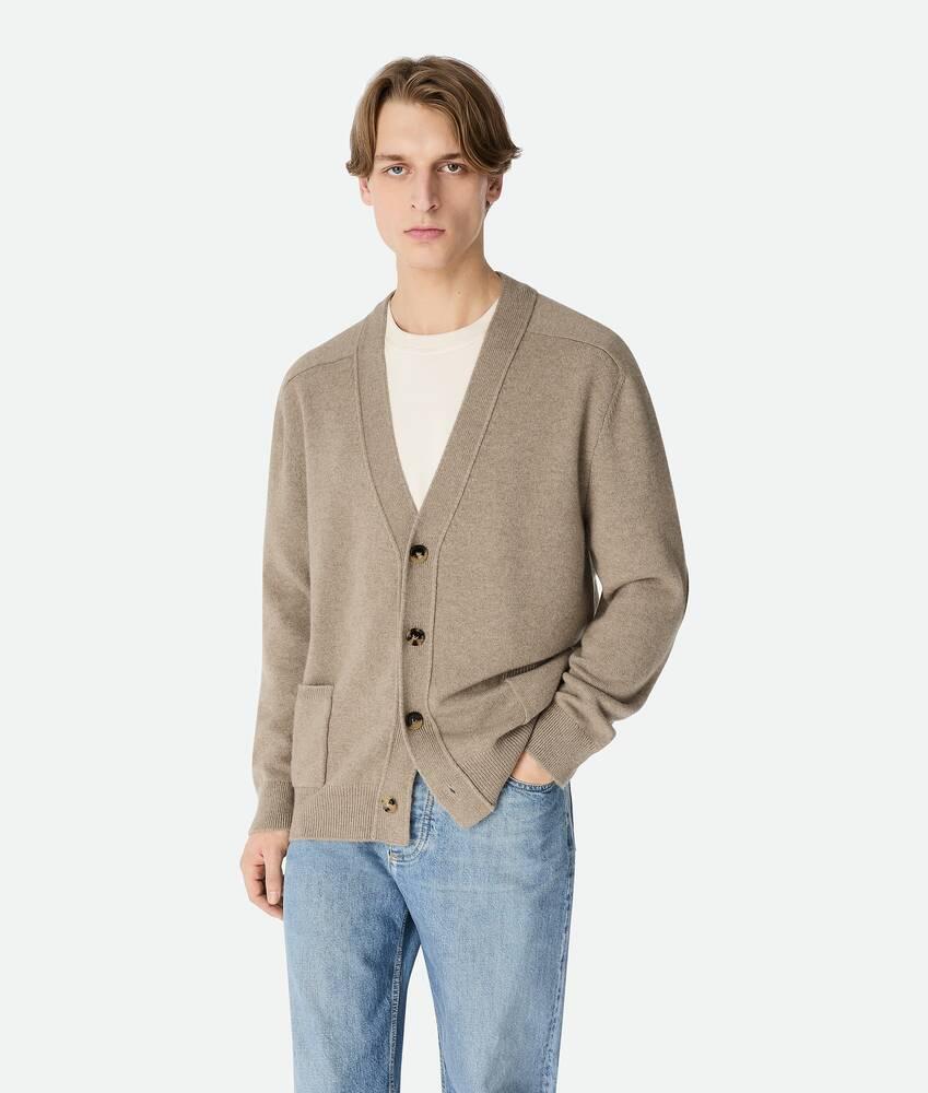 Men's Cashmere Cardigan in Beige Product Image