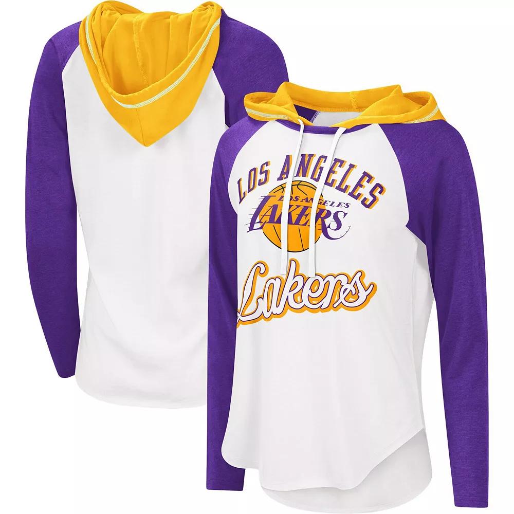 Women's G-III 4Her by Carl Banks White Los Angeles Lakers MVP Raglan Hoodie Long Sleeve T-Shirt, Size: Small Product Image