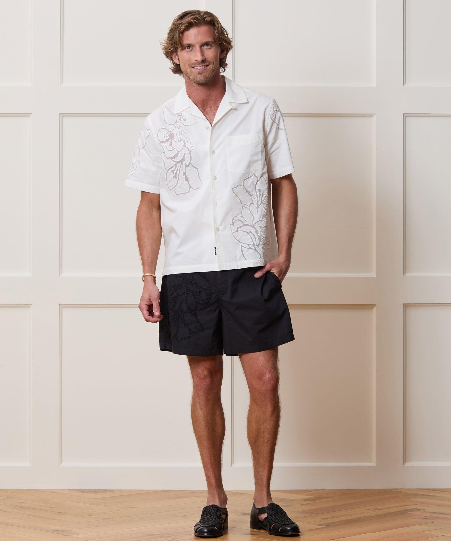 Cropped Cotton Camp Collar Shirt Product Image