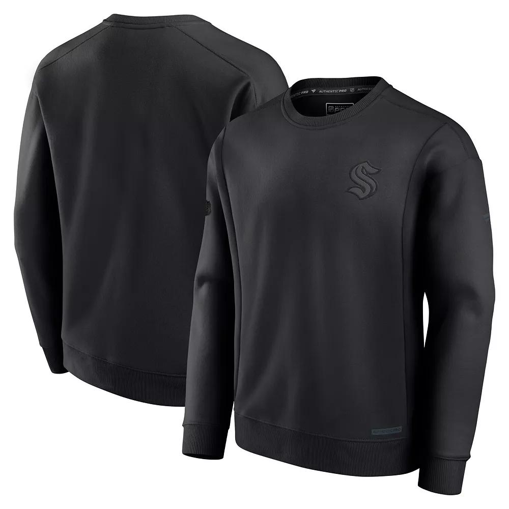 Men's Fanatics Black Seattle Kraken Authentic Pro Road Fleece Sweatshirt,  Product Image