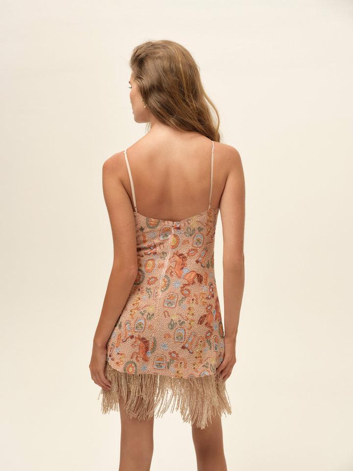 Giddy Up Beaded Mini Dress — Pink Product Image