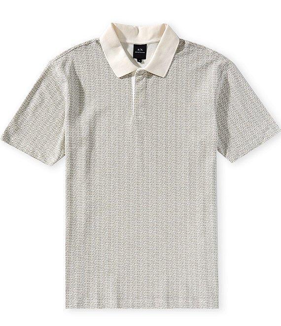 Armani Exchange Allover Logo Print Stretch Short Sleeve Polo Shirt Product Image