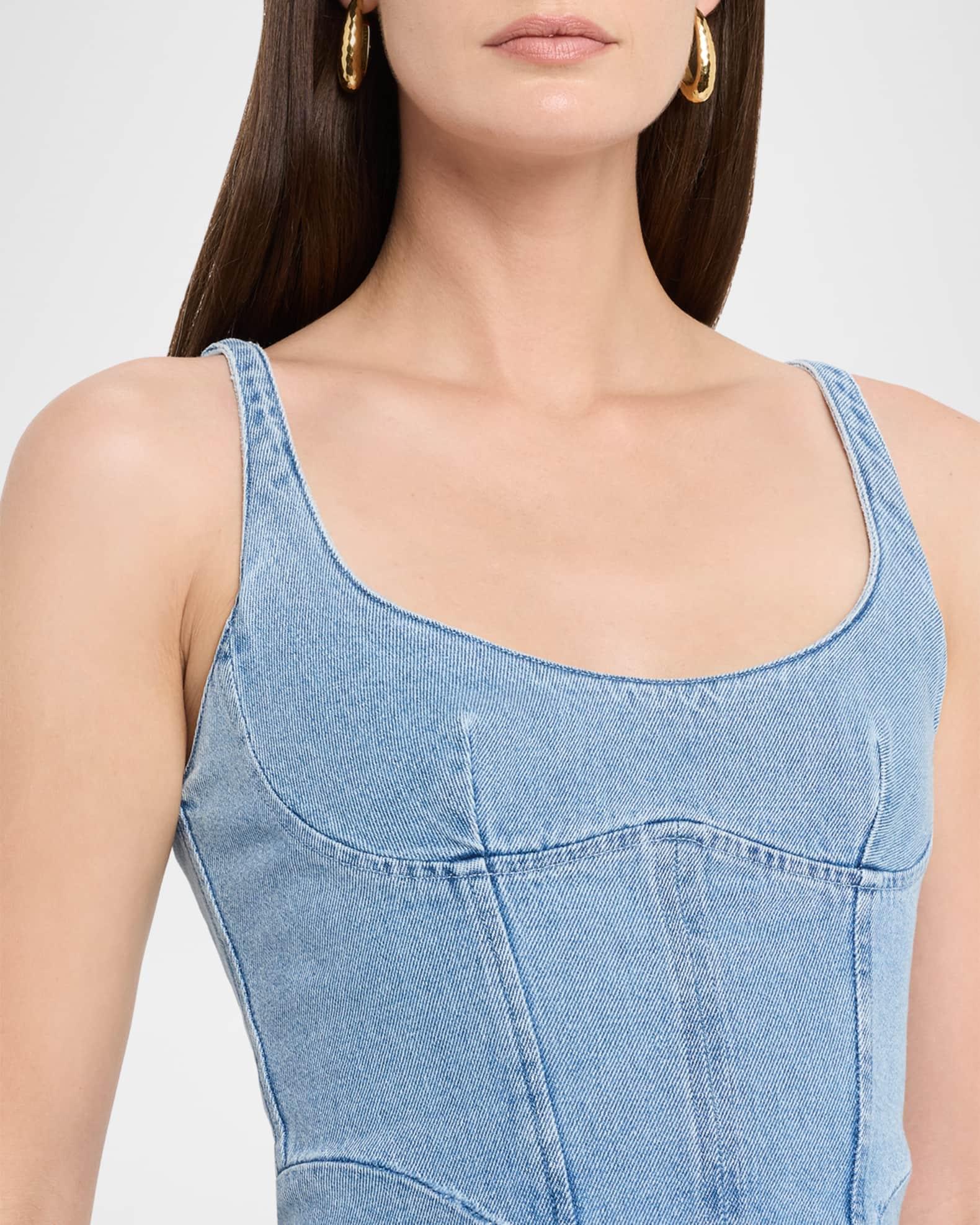 Denim Corset Top with Peplum  Product Image