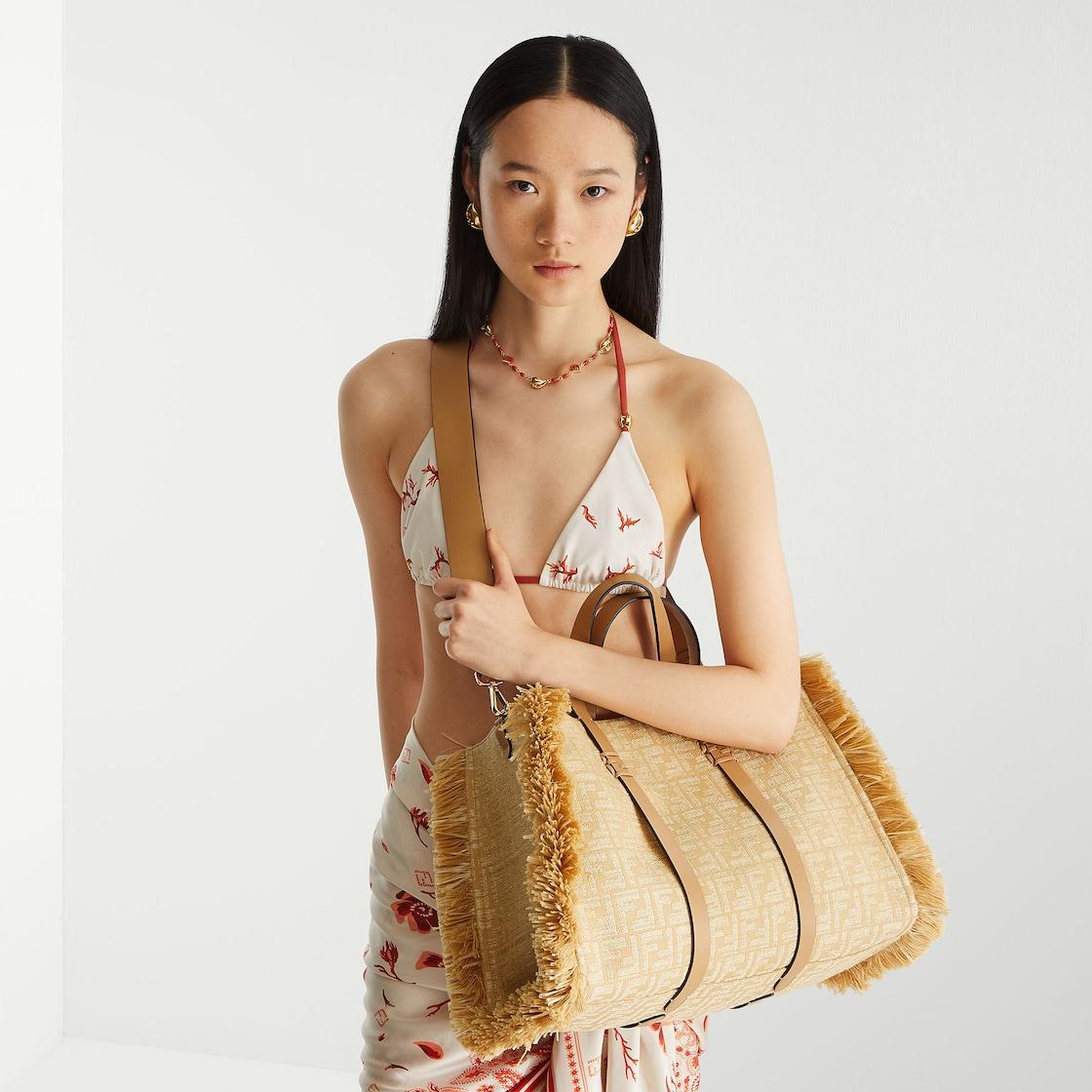 Summer ToteJacquard fabric bag with Raffia FF Product Image
