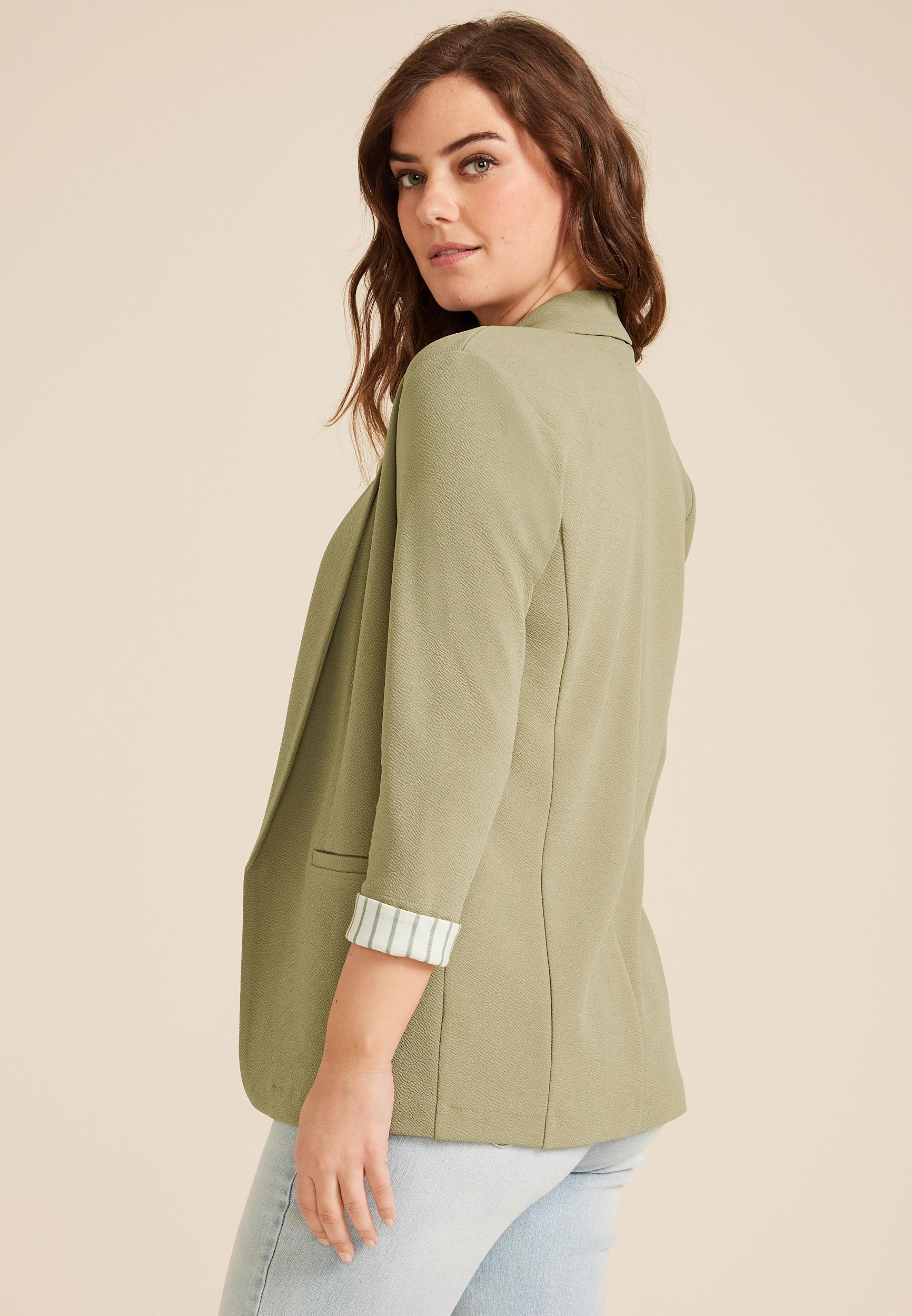 Versa Striped Cuff Open Front Blazer Product Image