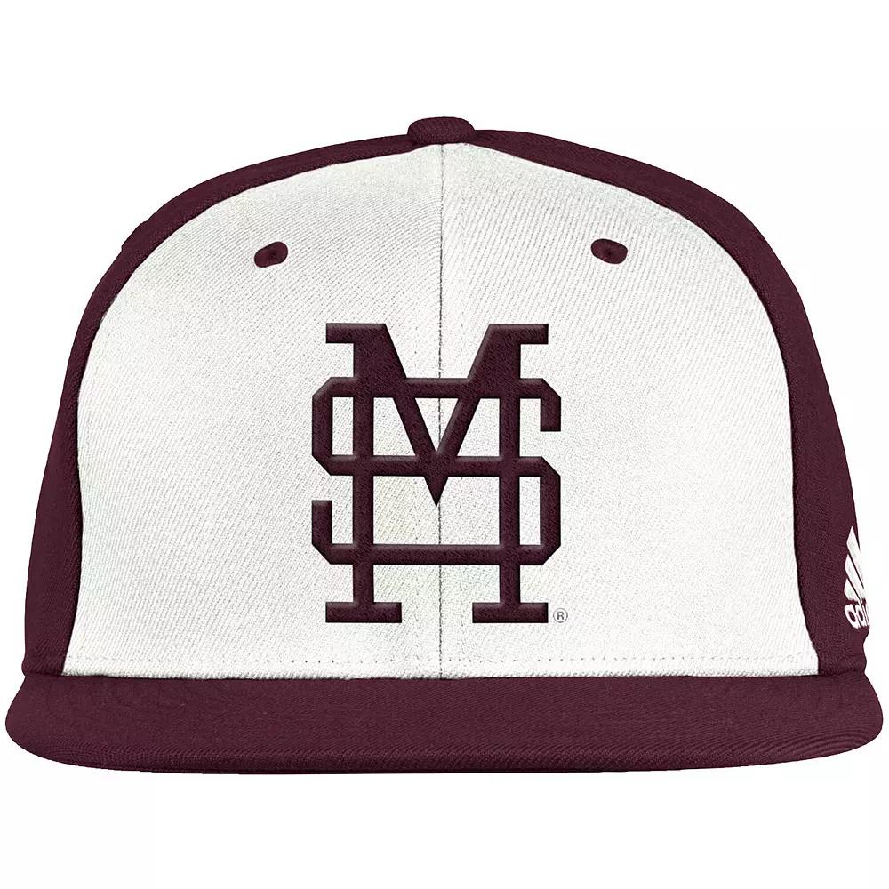 Men's adidas White/Maroon Mississippi State Bulldogs Team On-Field Baseball Fitted Hat, Size: 7 1/2, Mst White Product Image