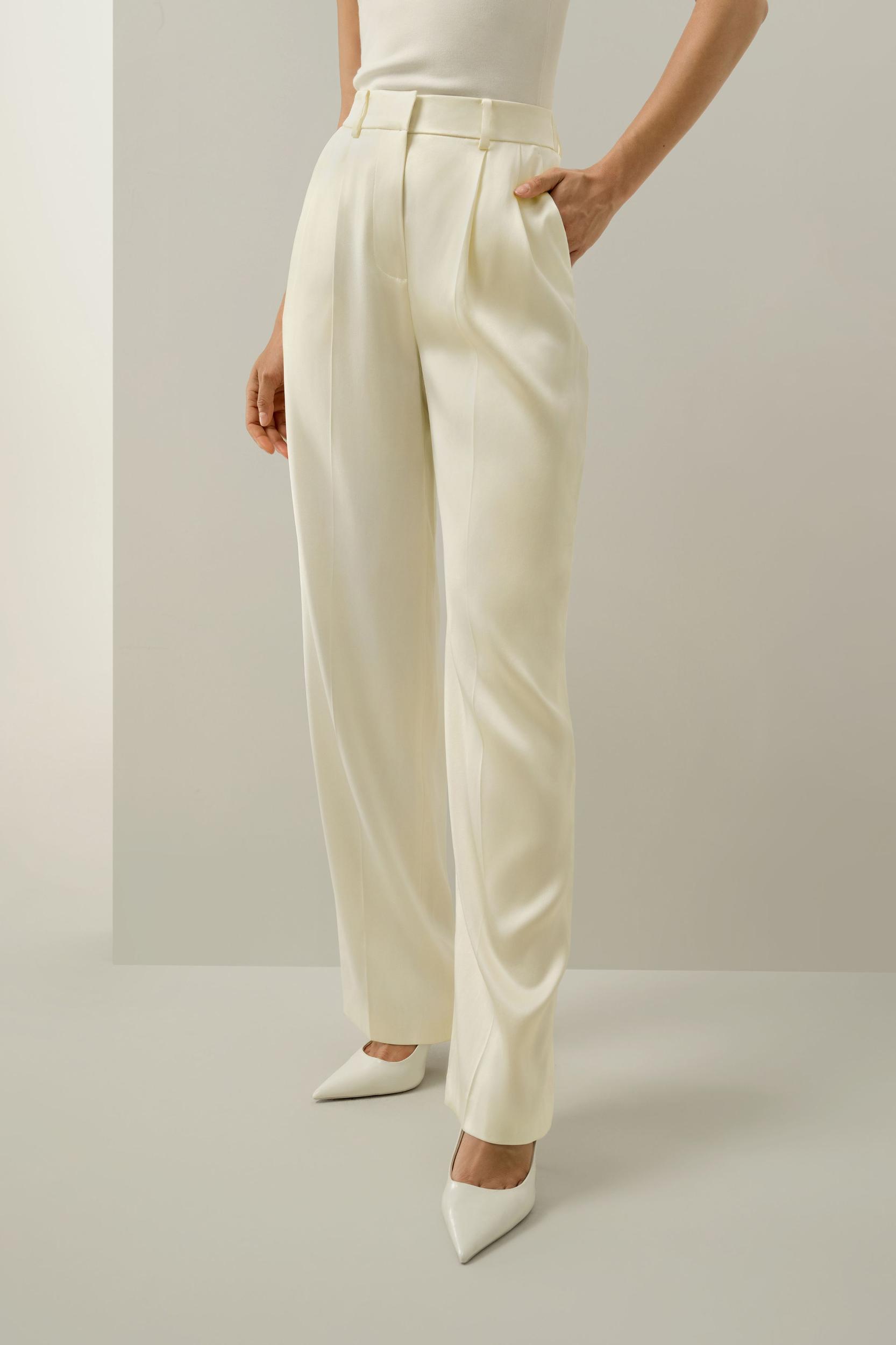 Double-Faced Charmeuse Straight-Leg Pant Product Image