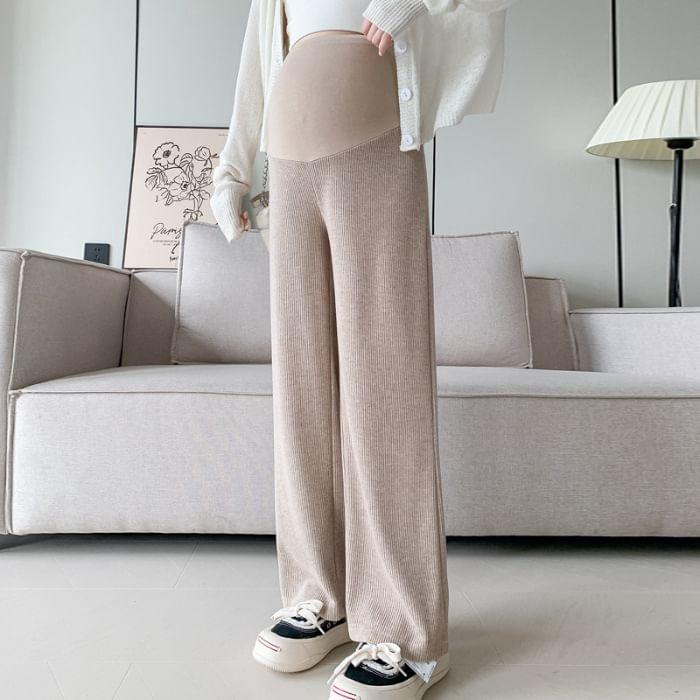 Maternity High Waist Plain Wide Leg Pants Product Image
