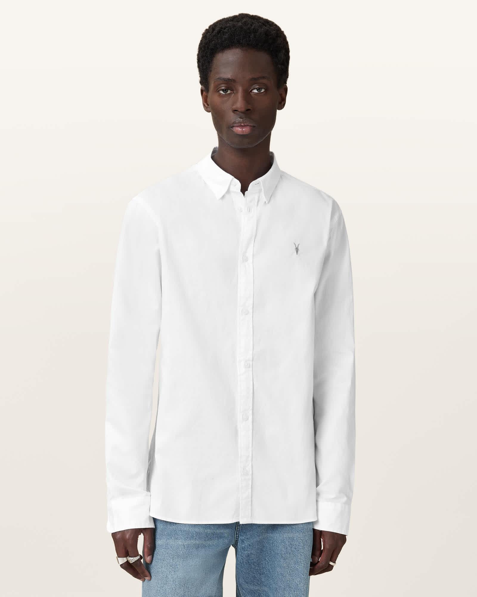 Hawthorne Ramskull Stretch Fit Shirt White | ALLSAINTS US Product Image