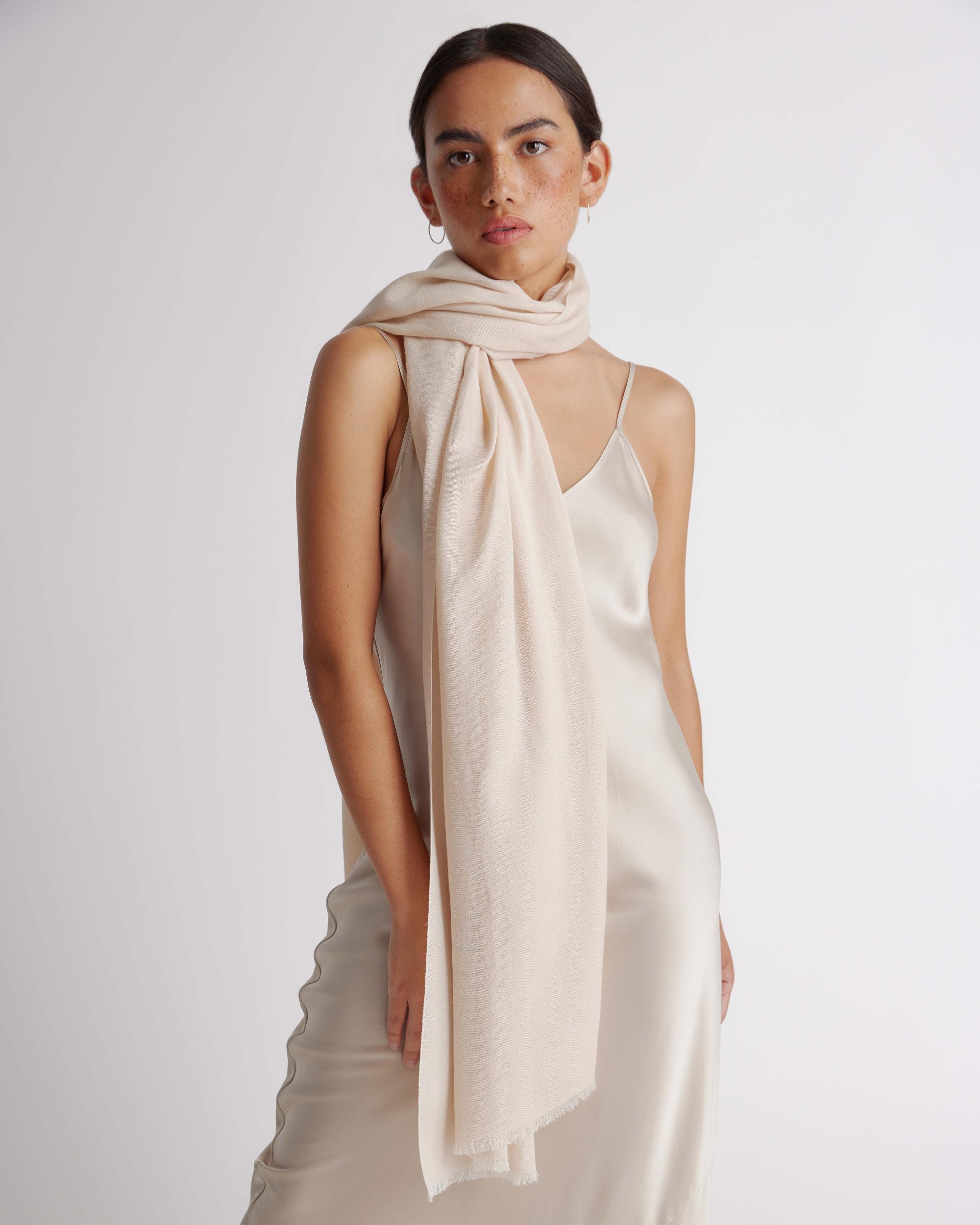Quince | Women's Featherweight Cashmere Silk Frayed Edge Scarf Product Image