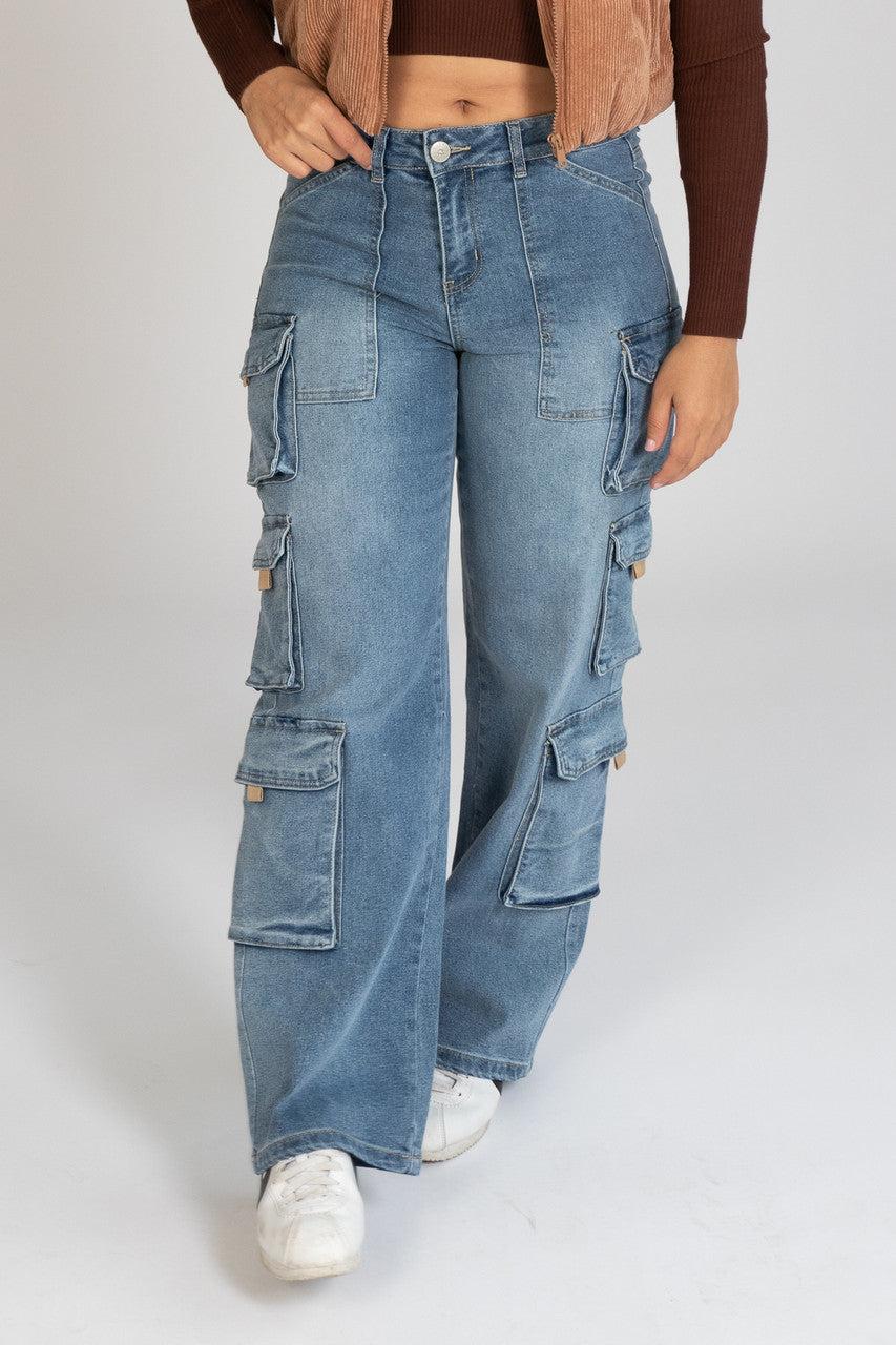 Mid Rise Cargo Jeans Product Image