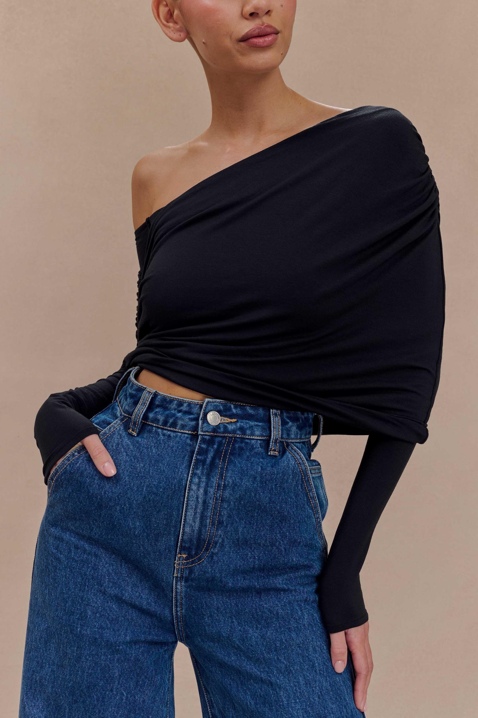 Corinna Modal One Shoulder Top - Black Product Image