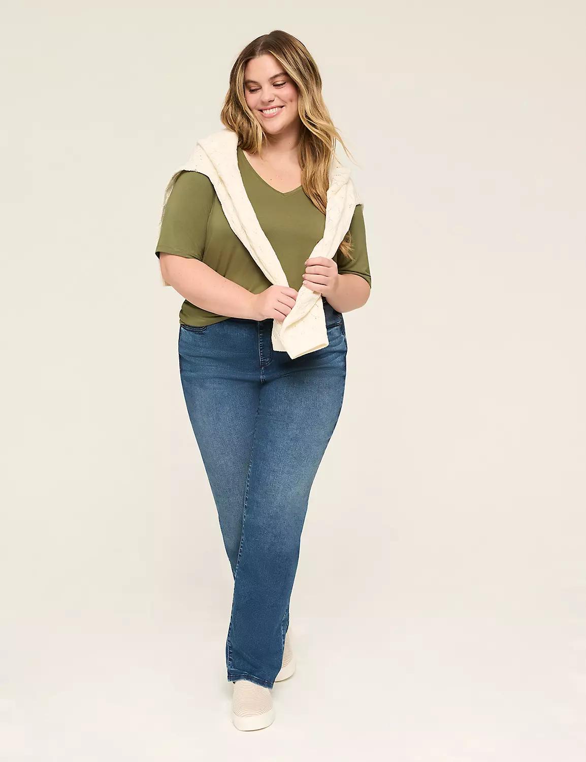 Perfect Sleeve V-Neck Curved-Hem Tee Product Image