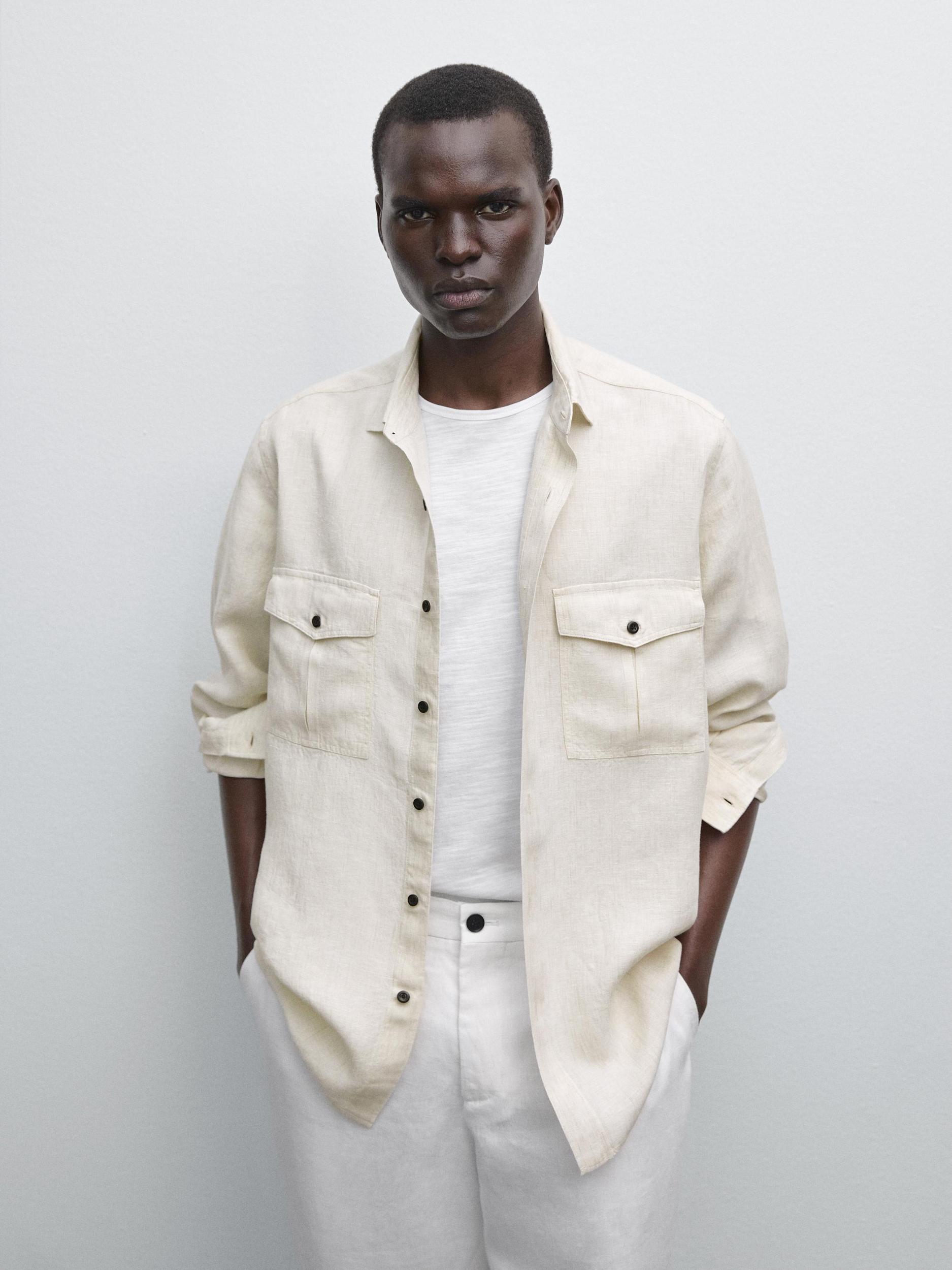 100% linen regular fit shirt Product Image