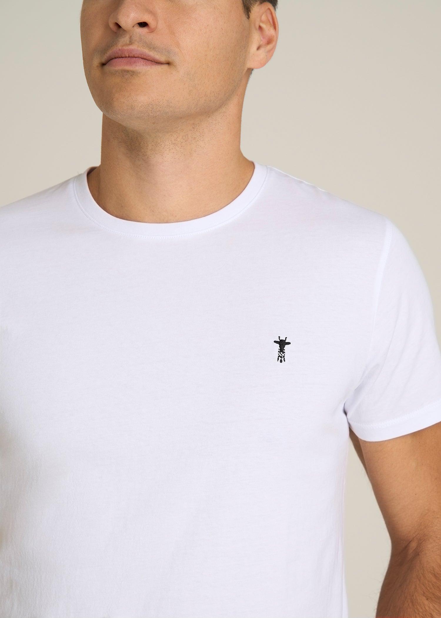 MODERN-FIT Embroidered Logo Crewneck T-Shirt for Tall Men in White Male Product Image
