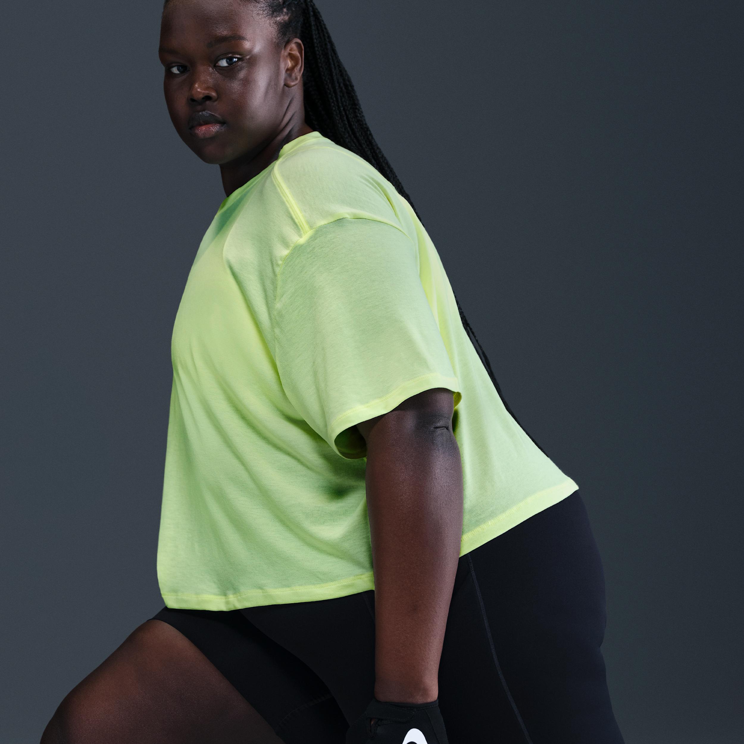 Nike Womens One Relaxed Dri-FIT Cropped Short-Sleeve Top (Plus Size) | HJ1067-701 Product Image