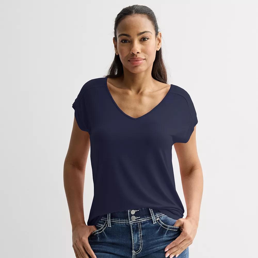 Women's Apt. 9® Short Sleeve V-Neck Tunic Top,  Product Image