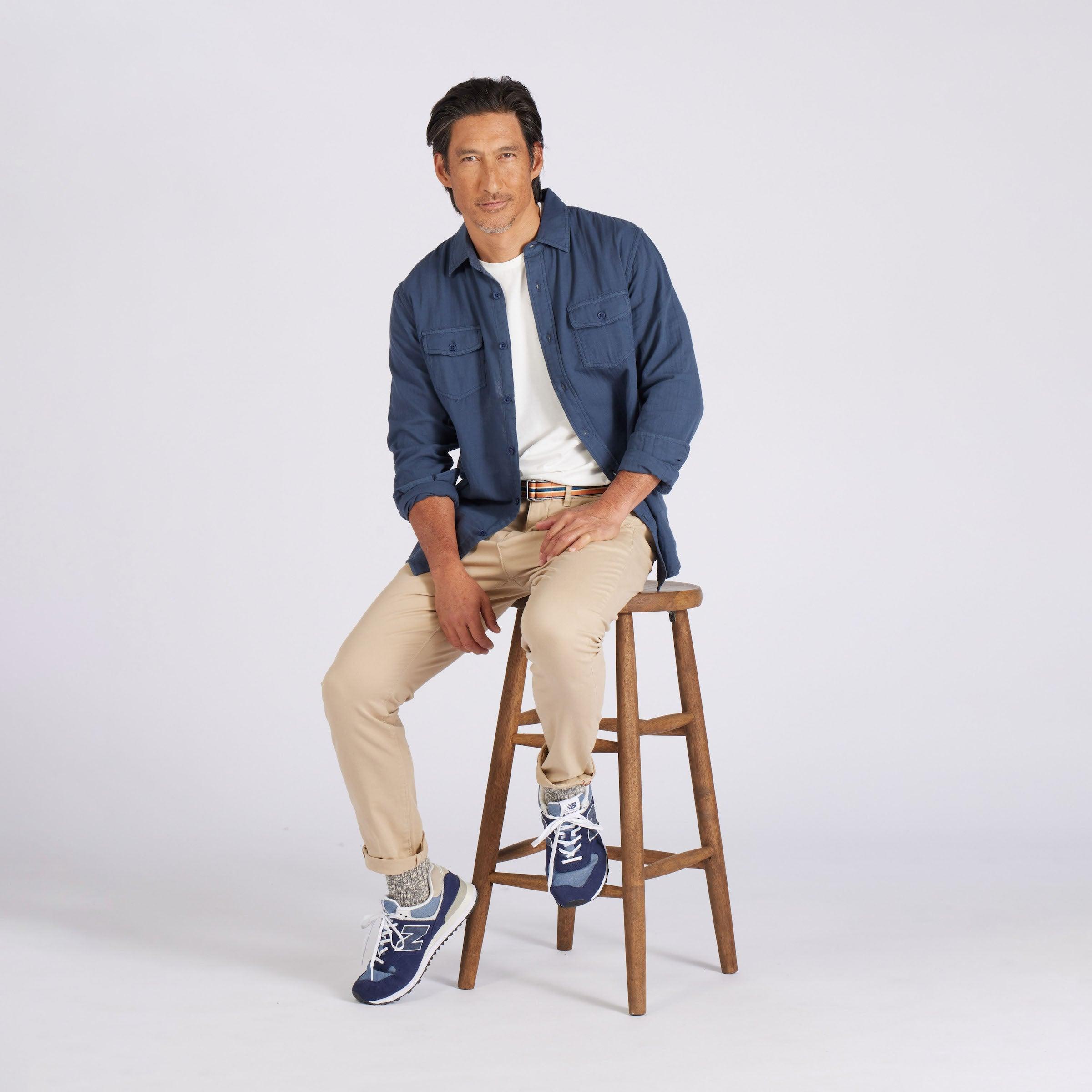 Brando Lightweight Double Cloth Shirt - Midnight Navy Product Image