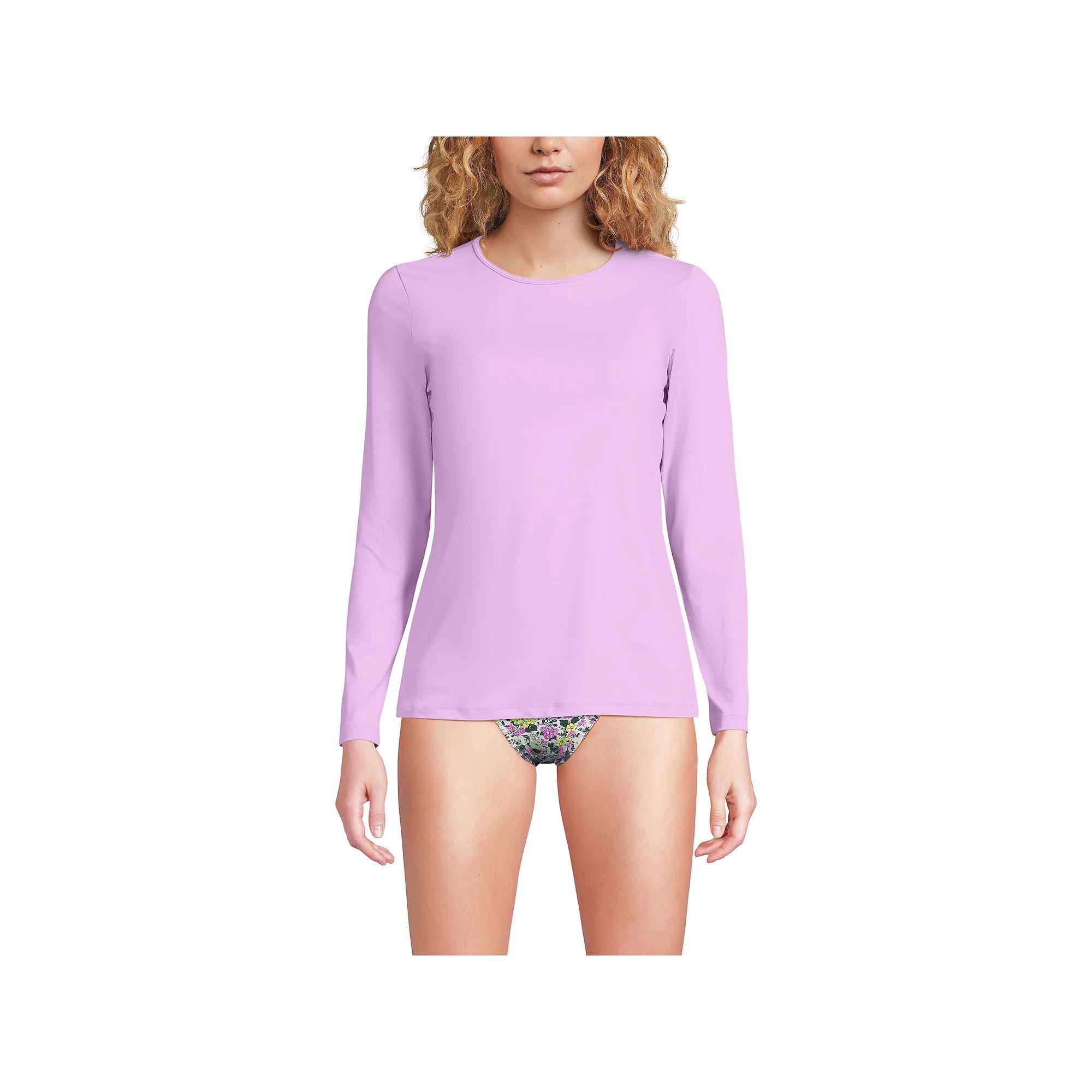 Women's Lands' End UPF 50 Long Sleeve Rash Guard, Size: XS, Wild Purple Product Image