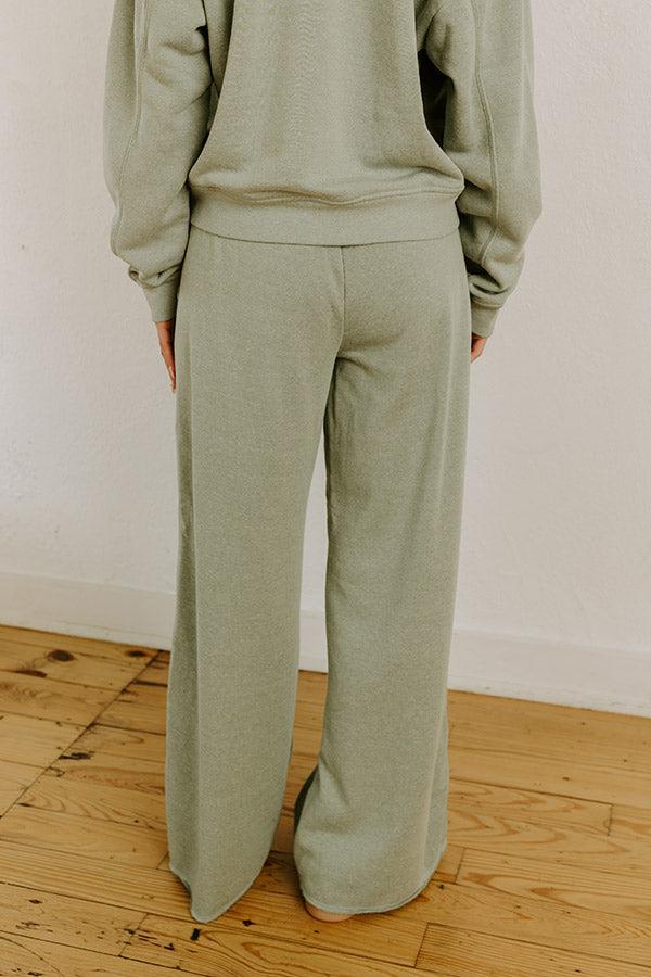 Cozy Lifestyle High Waist Vintage Wash Pants in Sage Product Image