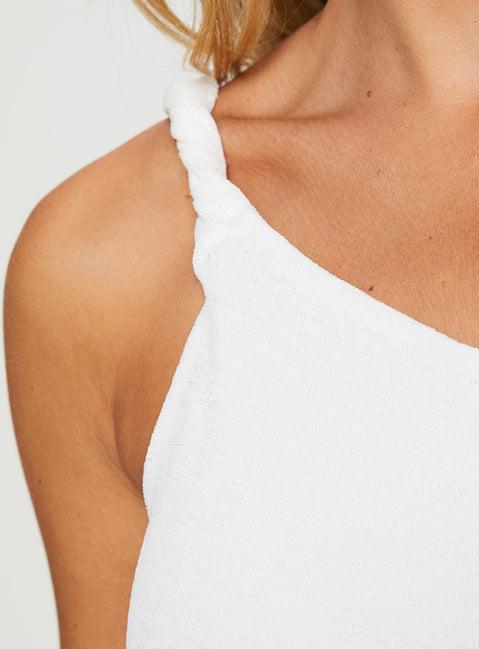 Messenger One Shoulder Top White Product Image