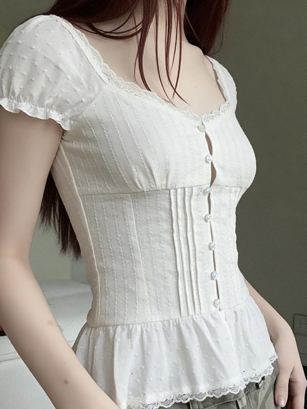 Lace Panels Short Sleeve Product Image