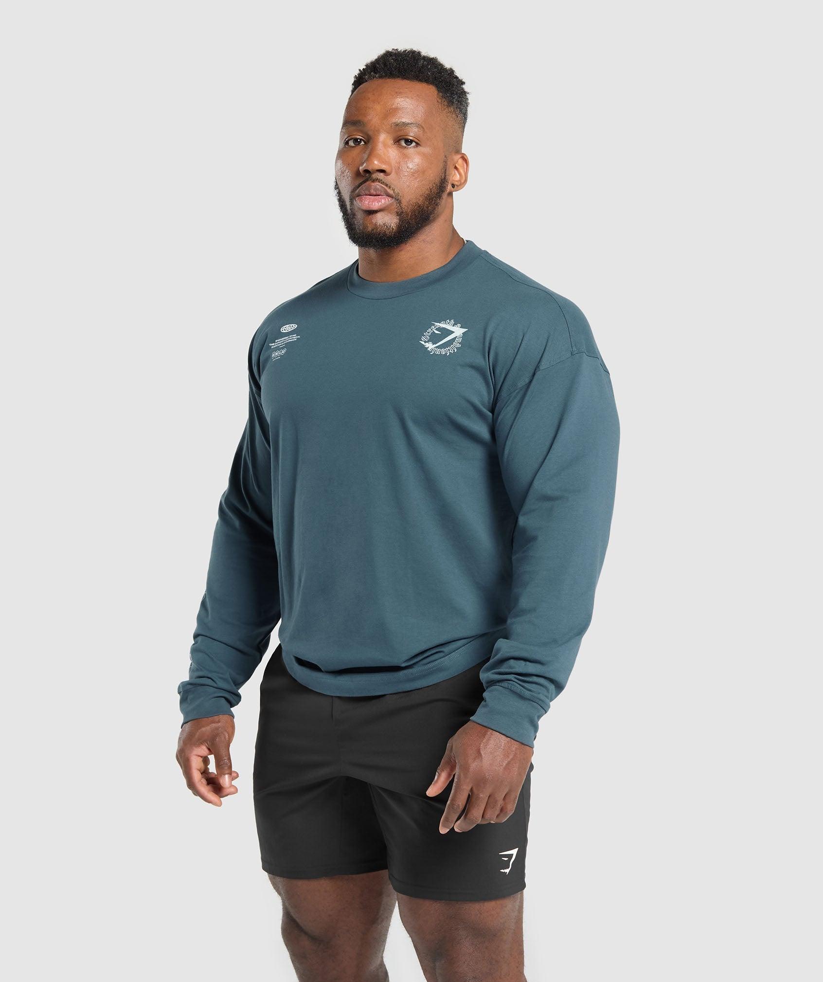 Gymshark Strength and Conditioning Long Sleeve T-Shirt - Cargo Blue Male Product Image