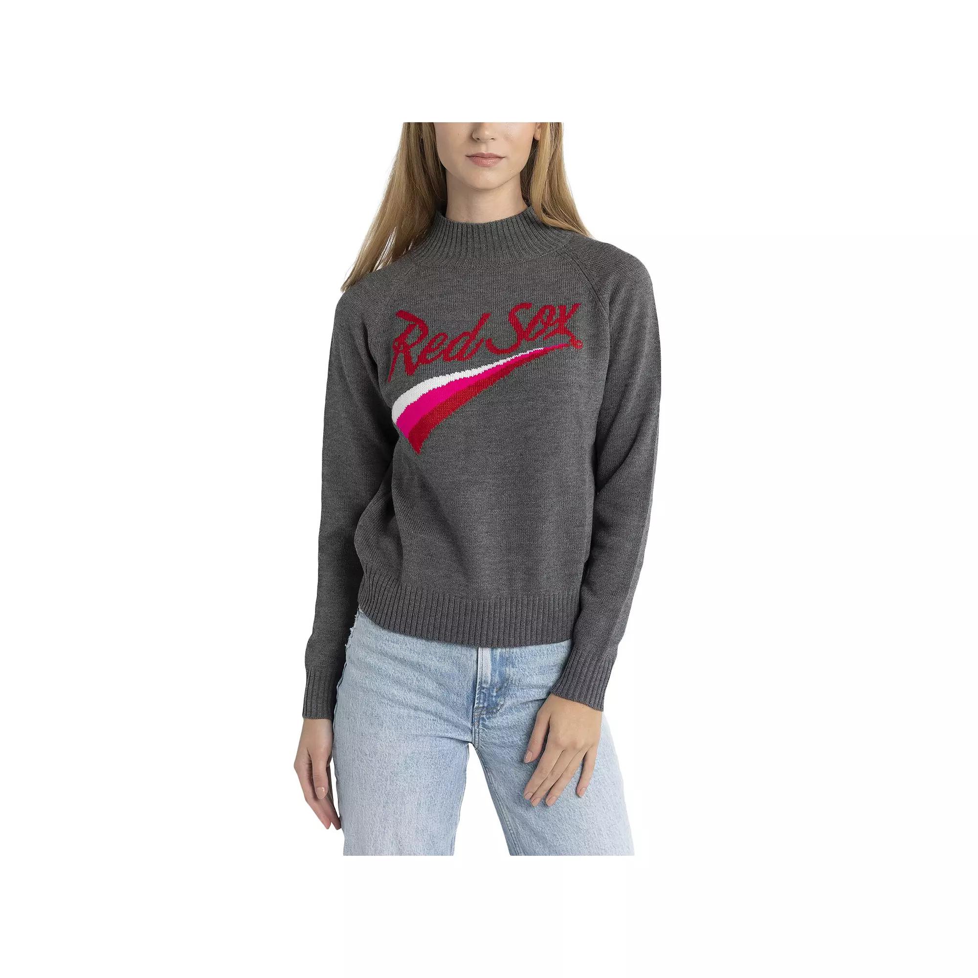 Women's Lusso Gray Boston Red Sox Serena Raglan Pullover Sweater,  Product Image