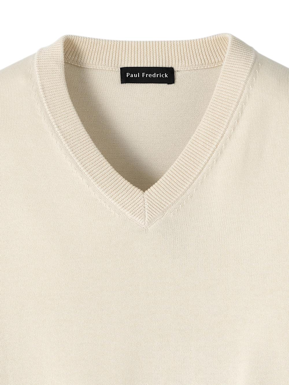 Supima Cotton V-neck Sweater - Ivory Product Image