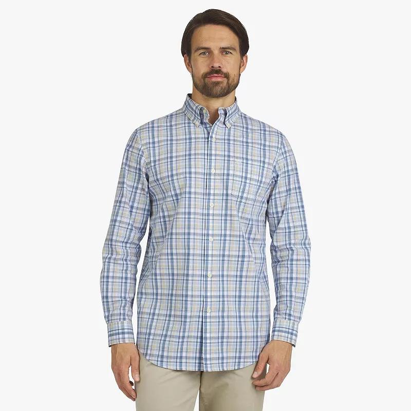 Men's Chaps Woven Long Sleeve Button-Down Shirt, Size: Medium, Pool Blue Product Image