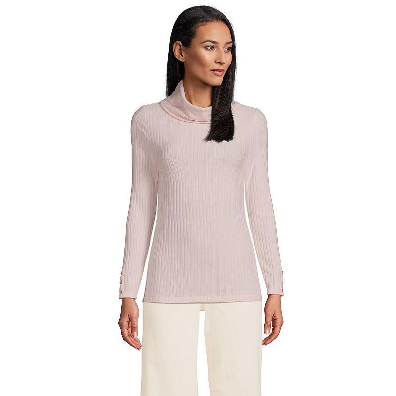 Women's Lands' End Long-Sleeve Wide Rib Turtleneck,  Product Image