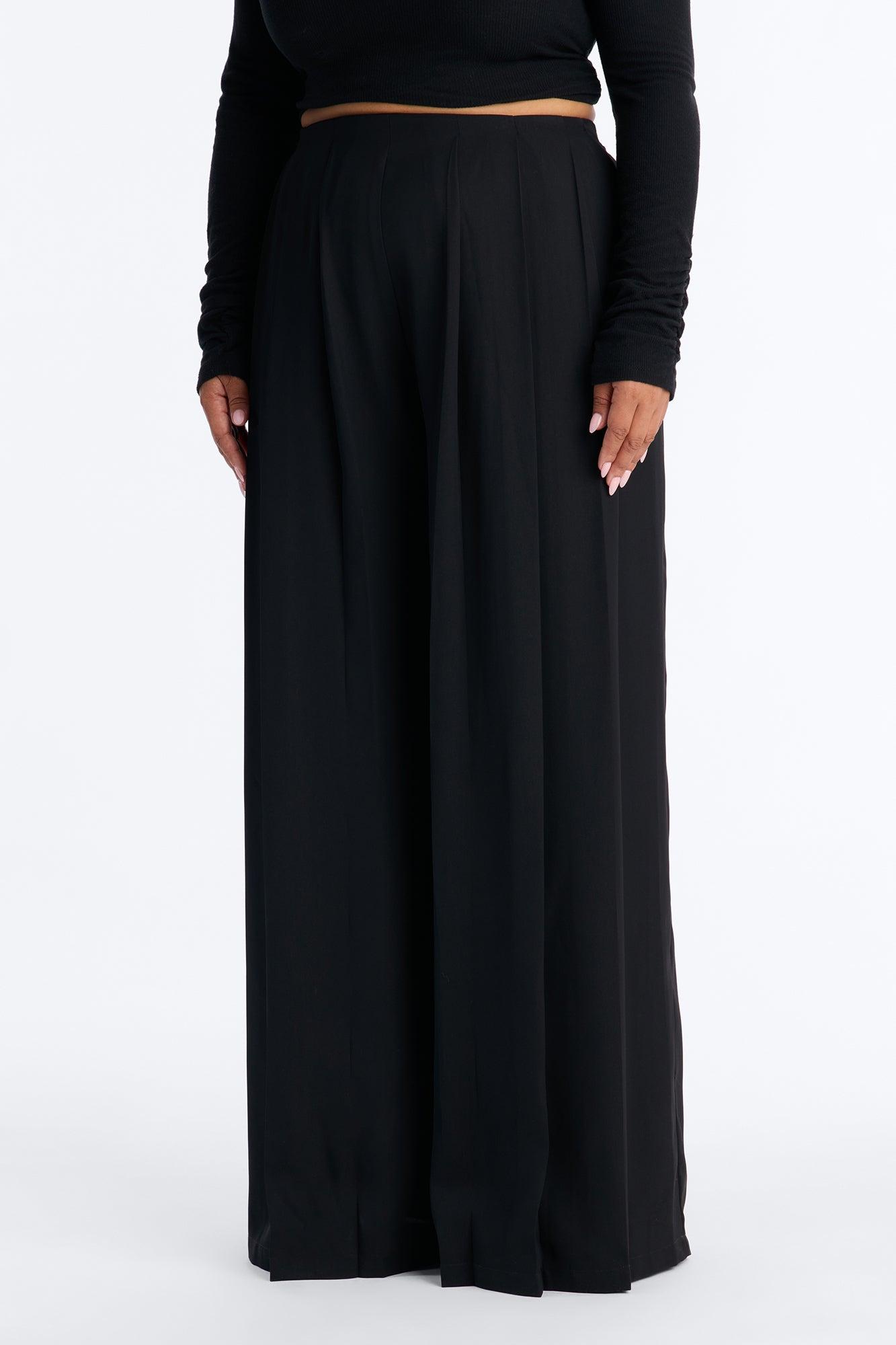 Feminine Feel Crepe Wide Leg Pant 33″ - Black Female Product Image