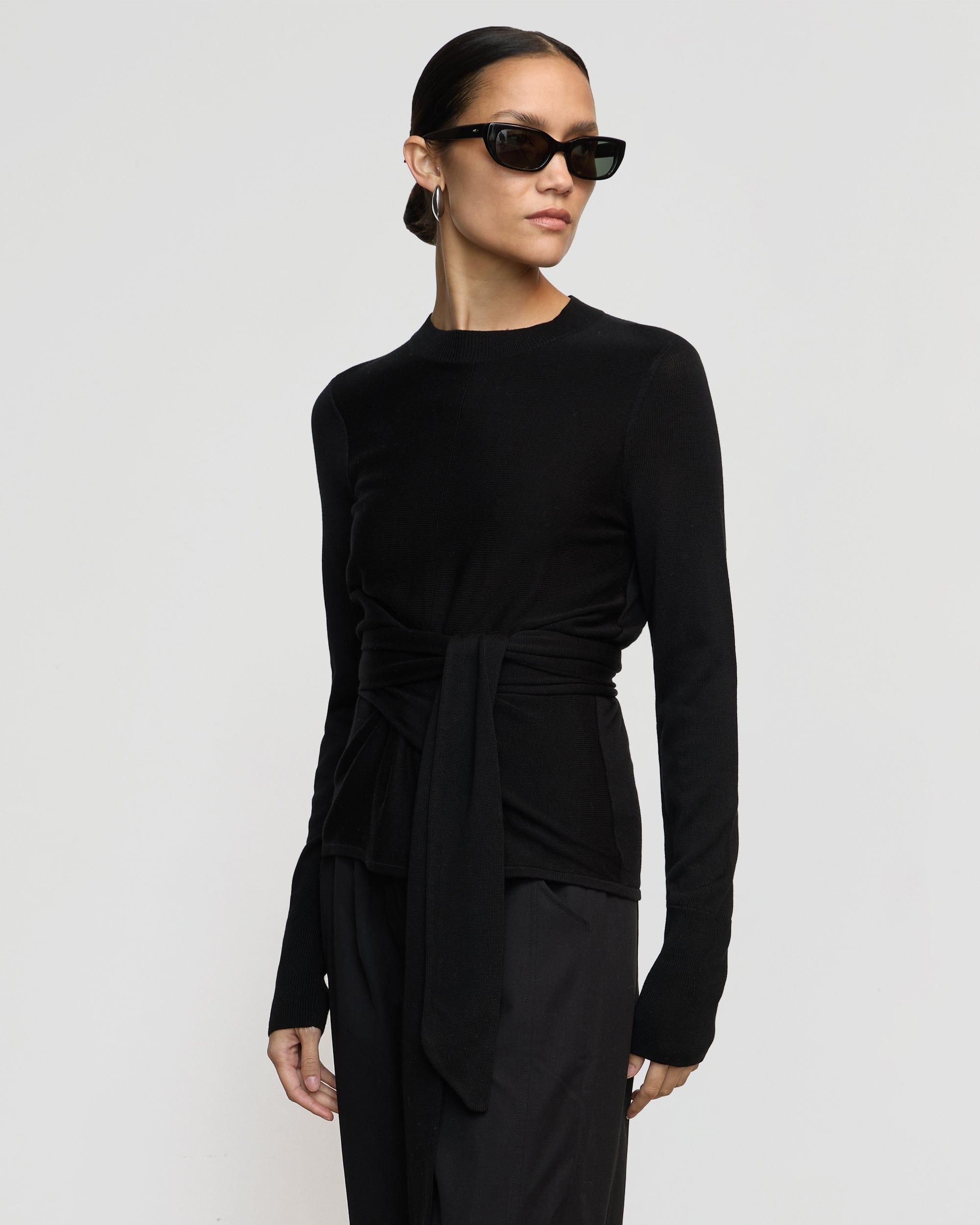 Robin Tie-Front Tencel-Wool Sweater Product Image