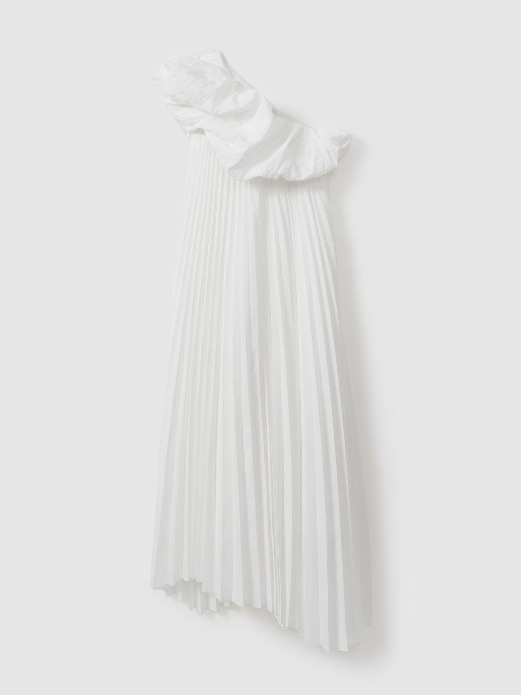 Acler One-Shoulder Asymmetric Midi Dress in Ivory Product Image