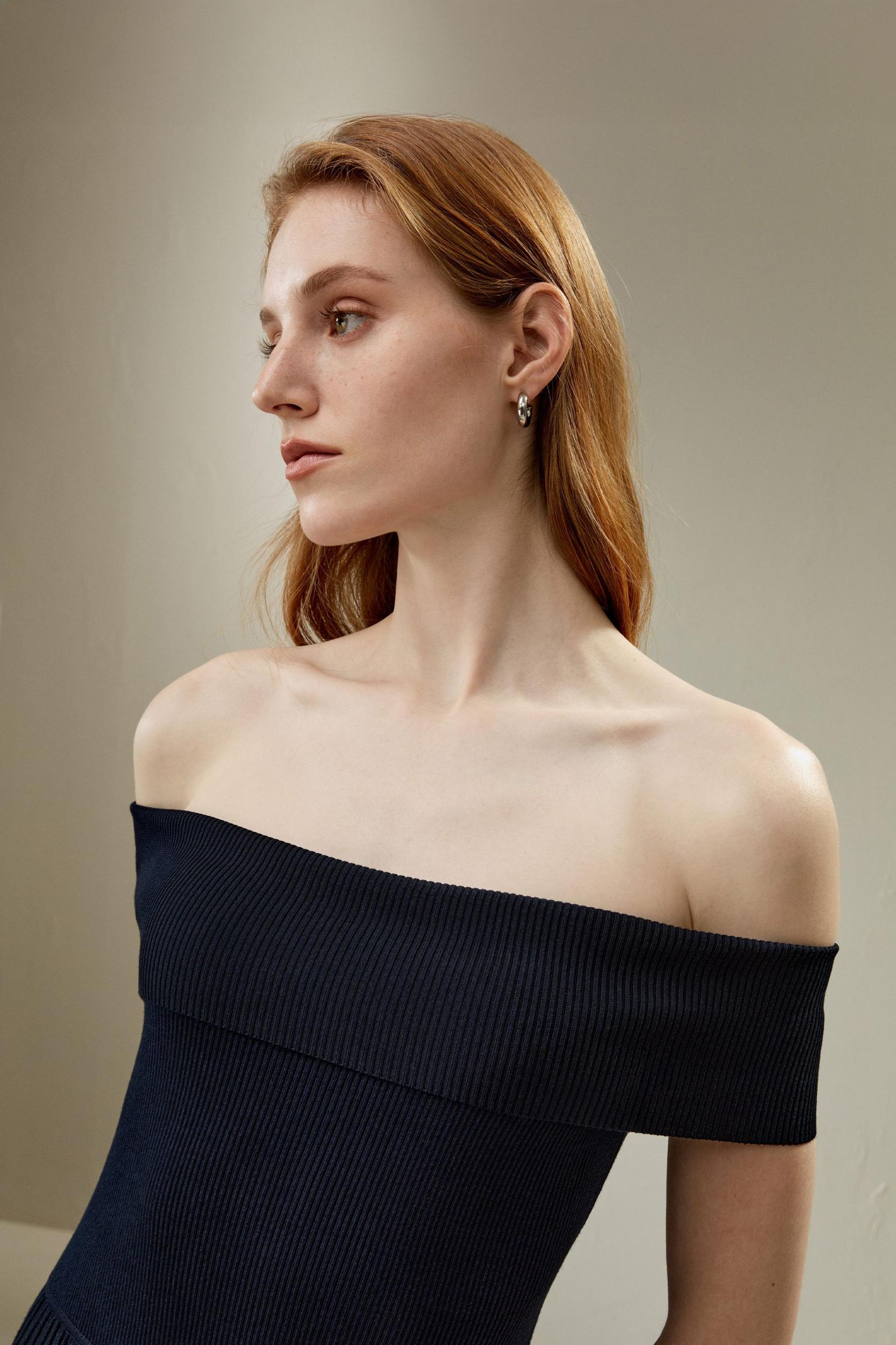 Off-Shoulder Hybrid Pleated Dress Product Image