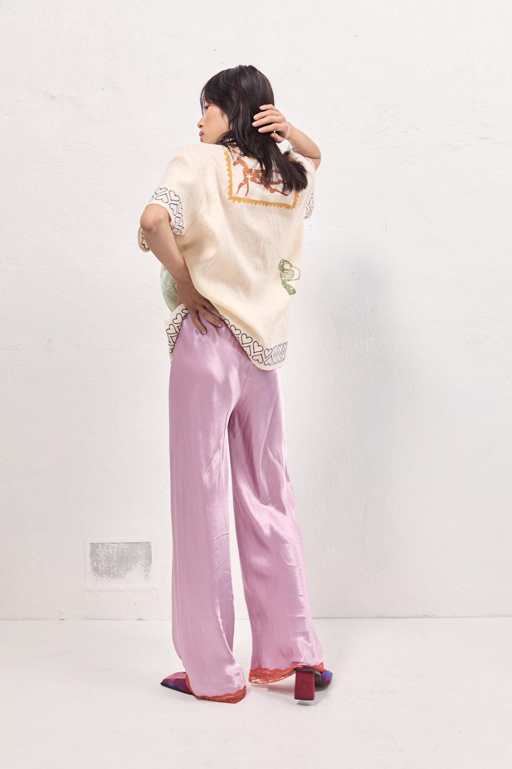Josefin Satin Pants Lilac Product Image