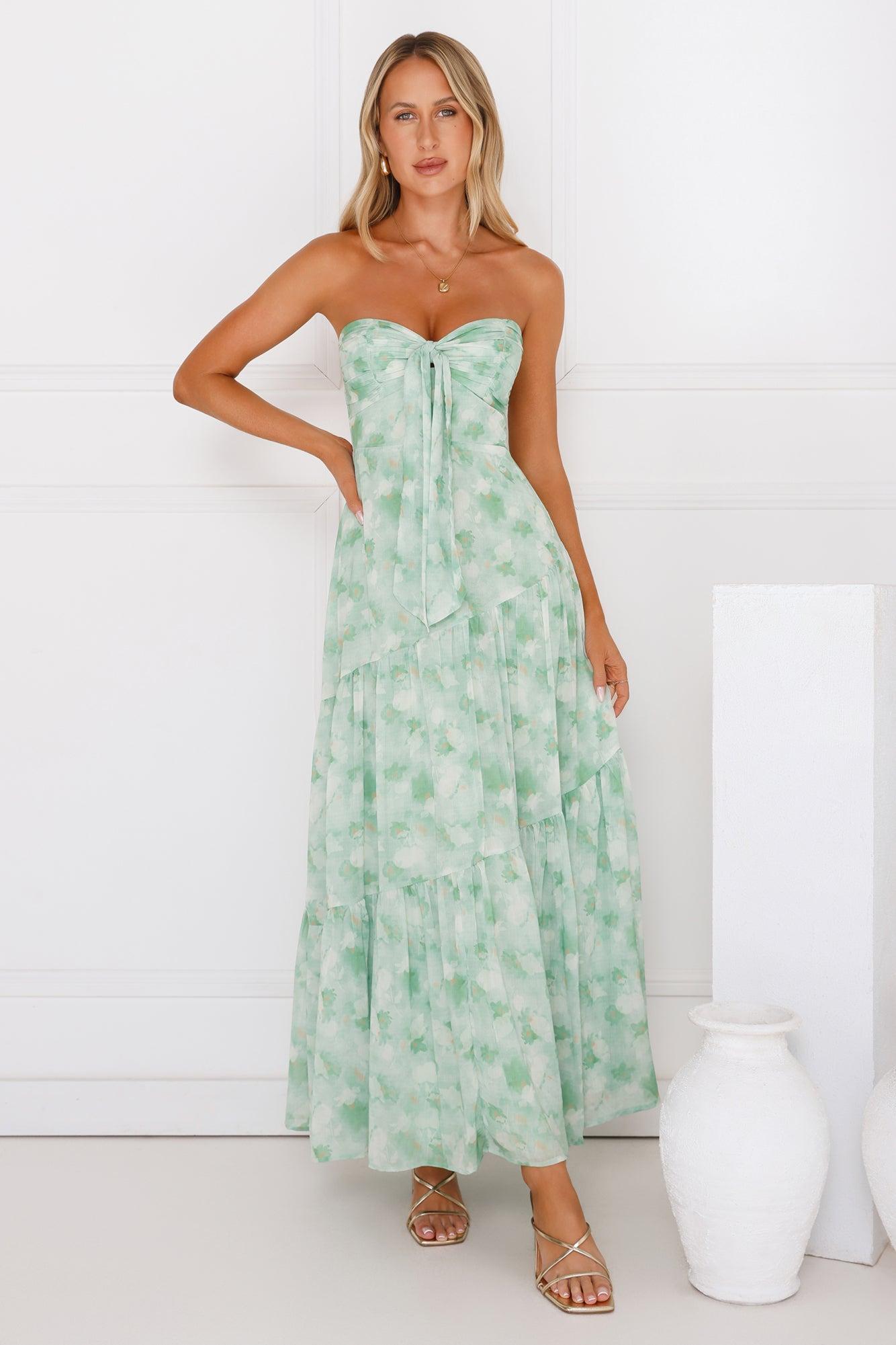Meadow Whispers Strapless Maxi Dress Green Product Image