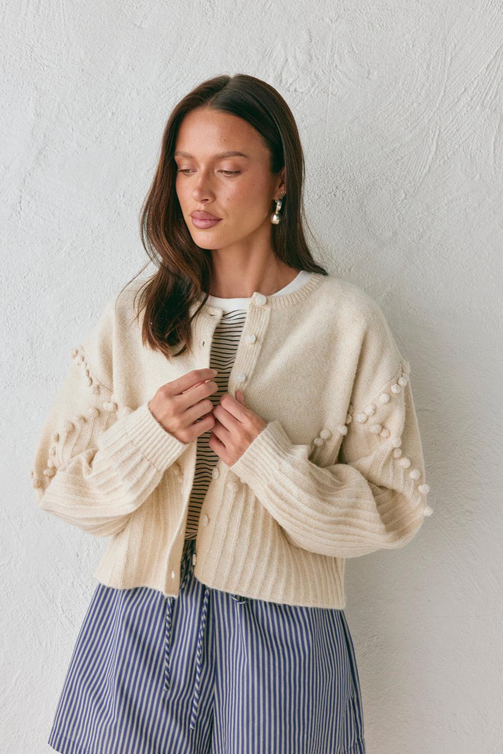 Miji Knit Cardigan Cream Product Image