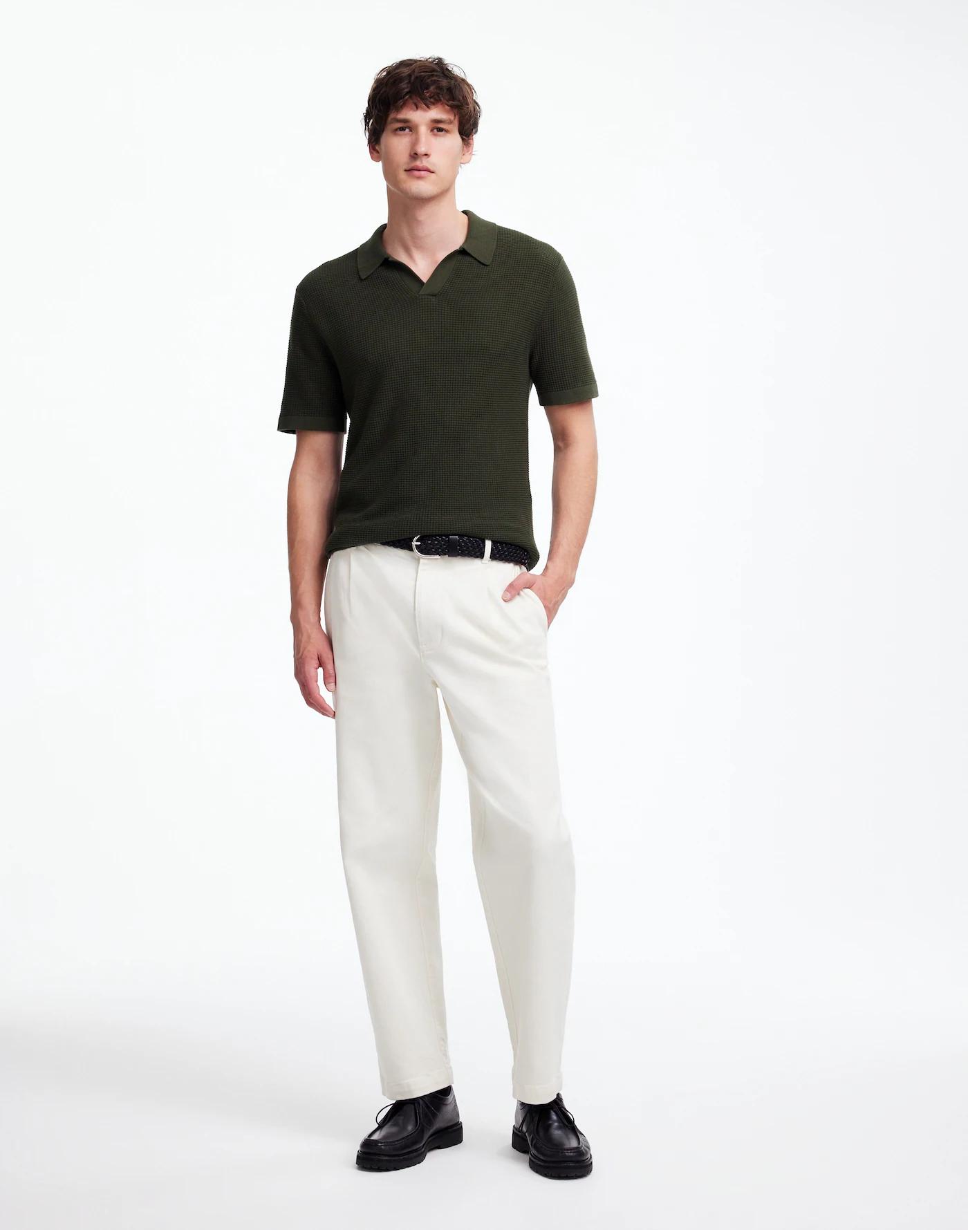 Johnny-Collar Short-Sleeve Sweater Polo Product Image