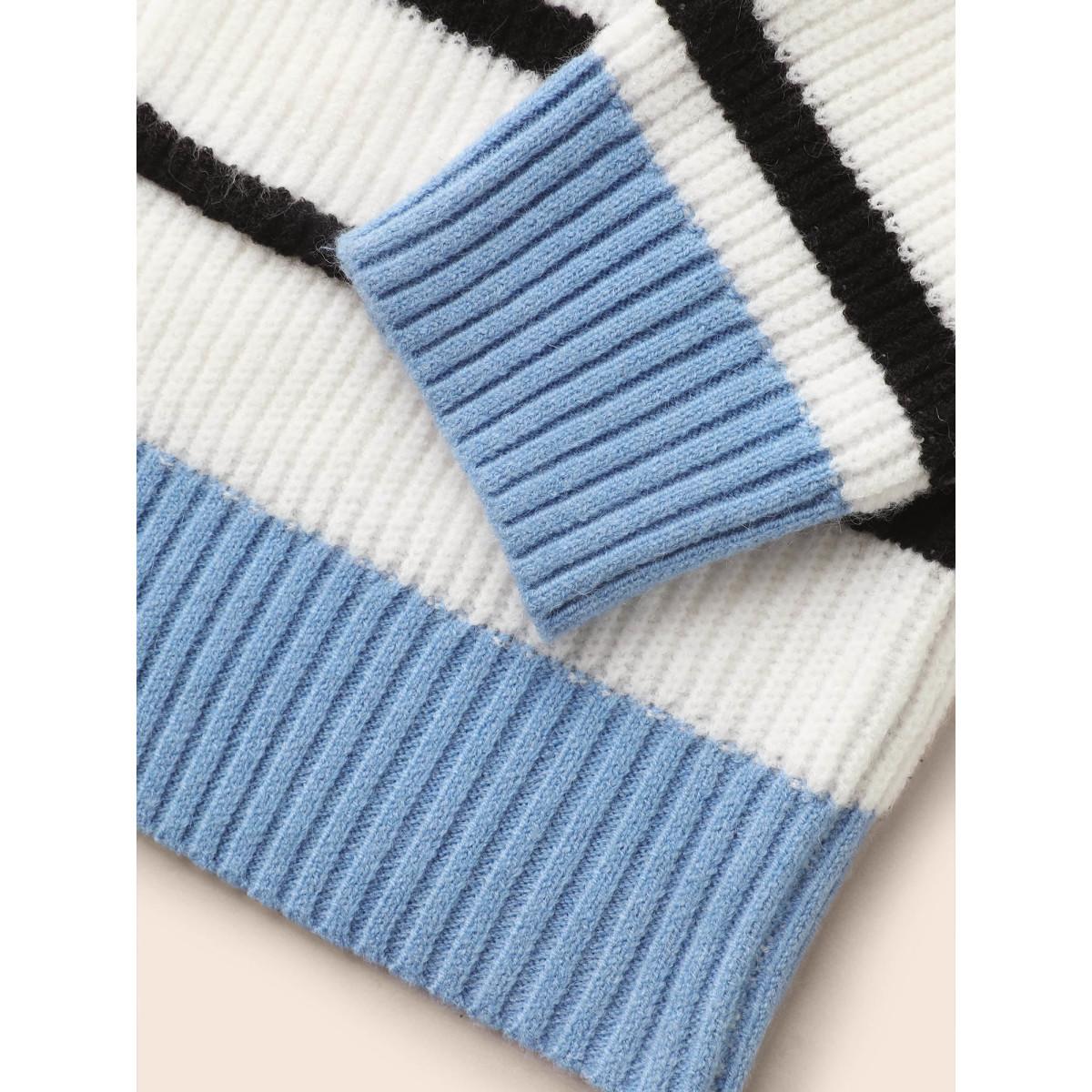 Plus Size Supersoft Essentials Kimono Collar Contrast Striped Cardigan Beige Women Casual Loose Long Sleeve Everyday Cardigans BloomChic 12/L Product Image